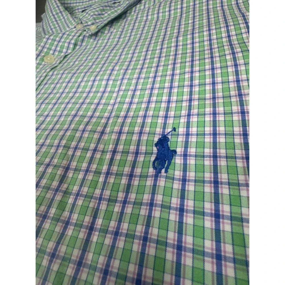 Polo Ralph Lauren Mens 3XB Big Classic Fit Green Plaid‎ S/S Button Down Shirt